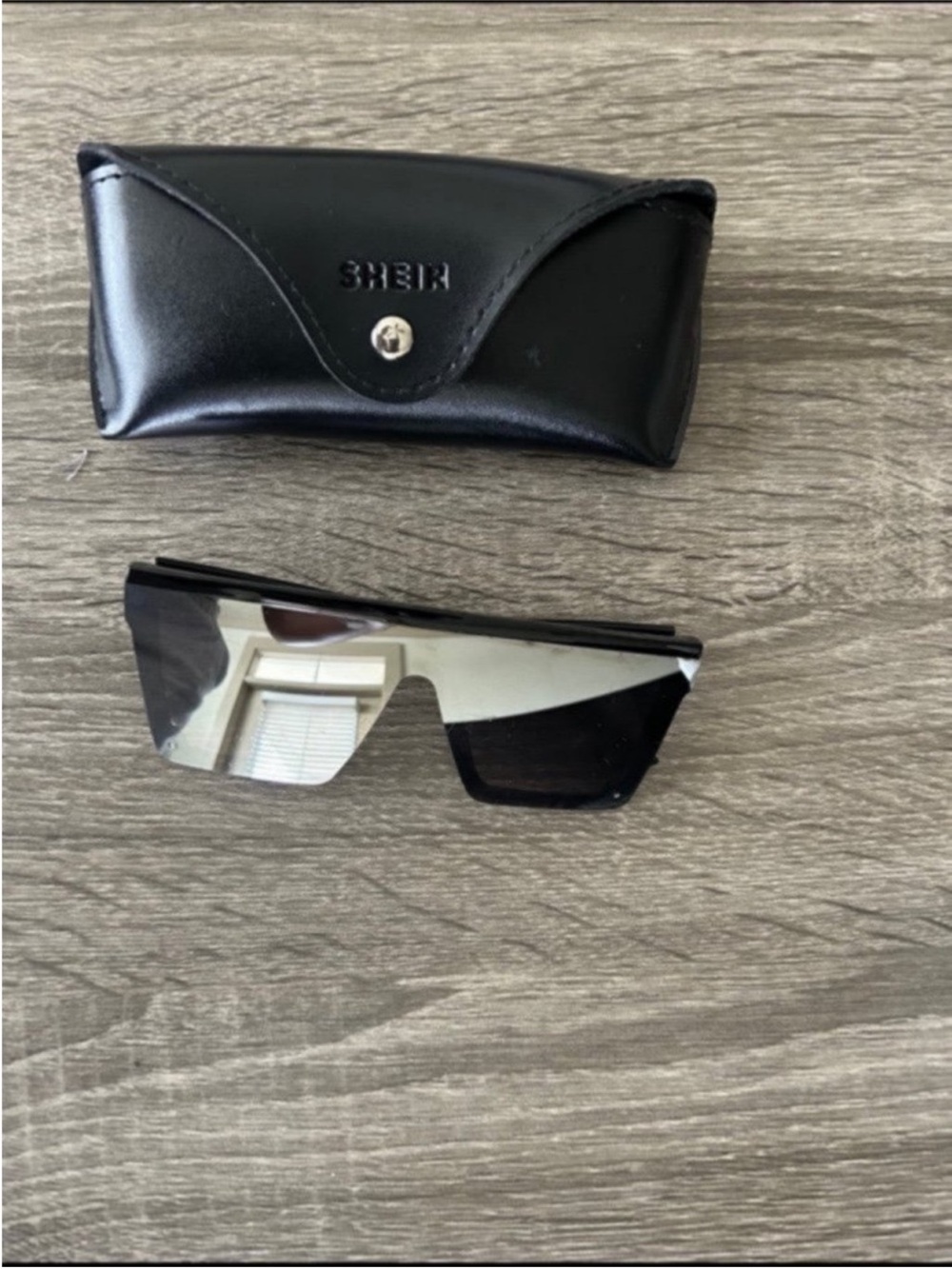 SHEIN Black Shield Sunglasses with Silver Mirrored Lenses